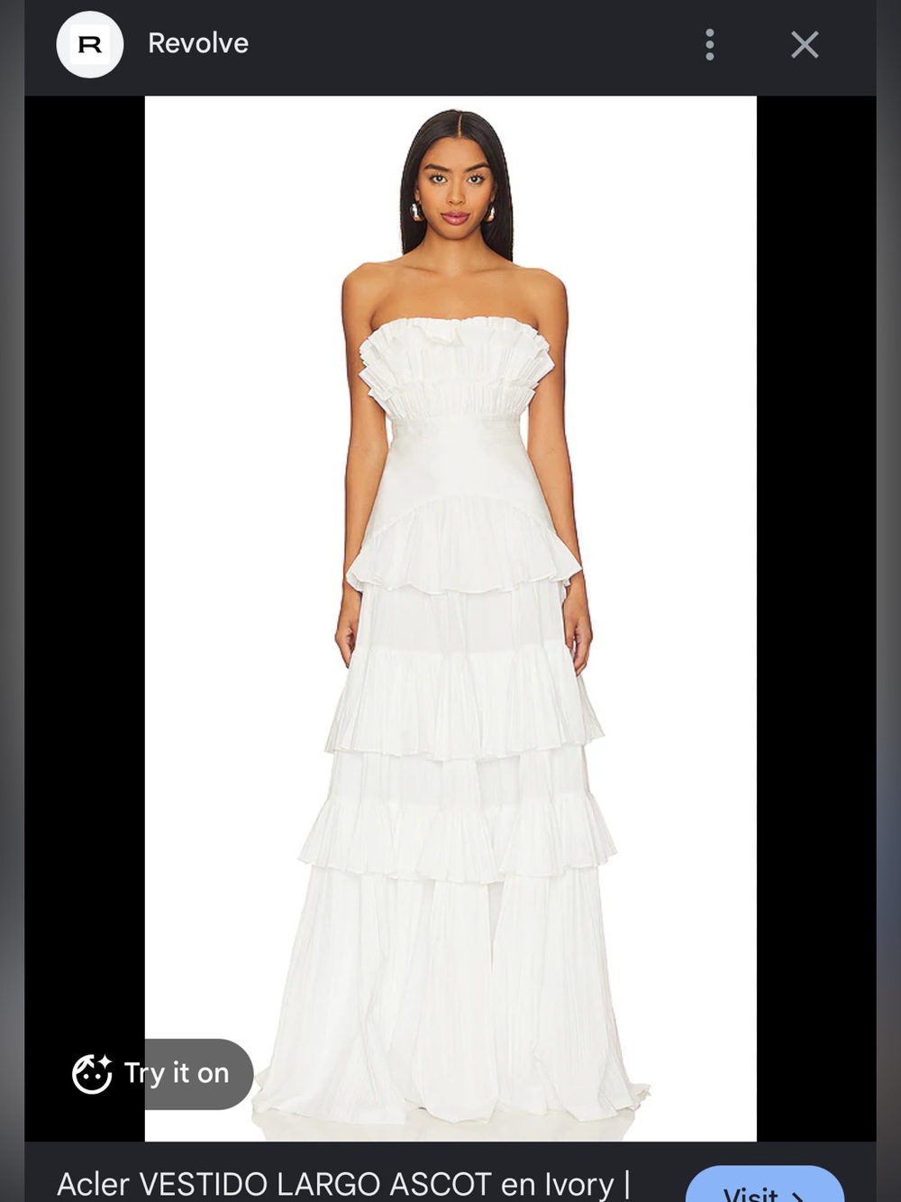 Acler Strapless Tiered Ruffle Maxi Dress in Ivory